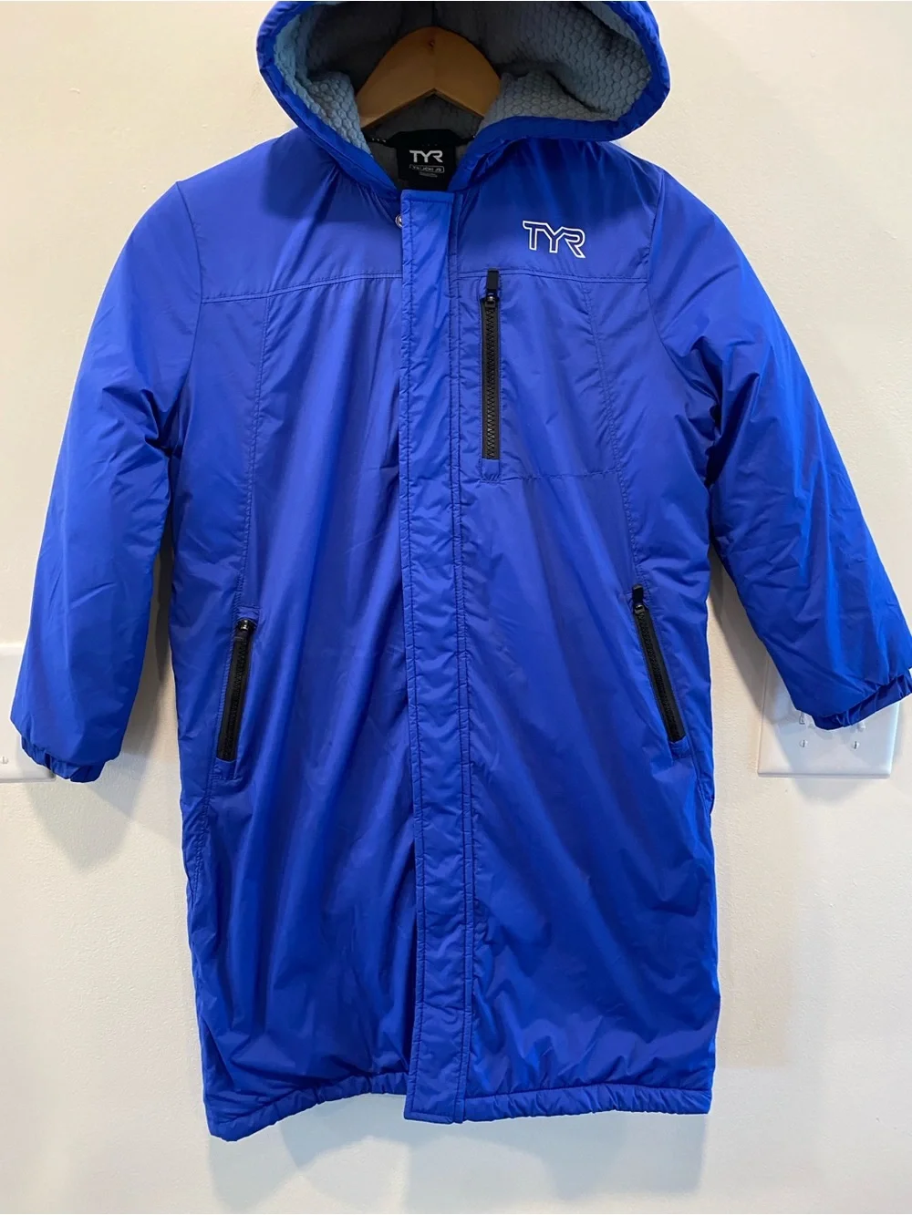 TYR Tech Youth Hydrosphere Parka youth small blue swim team jacket